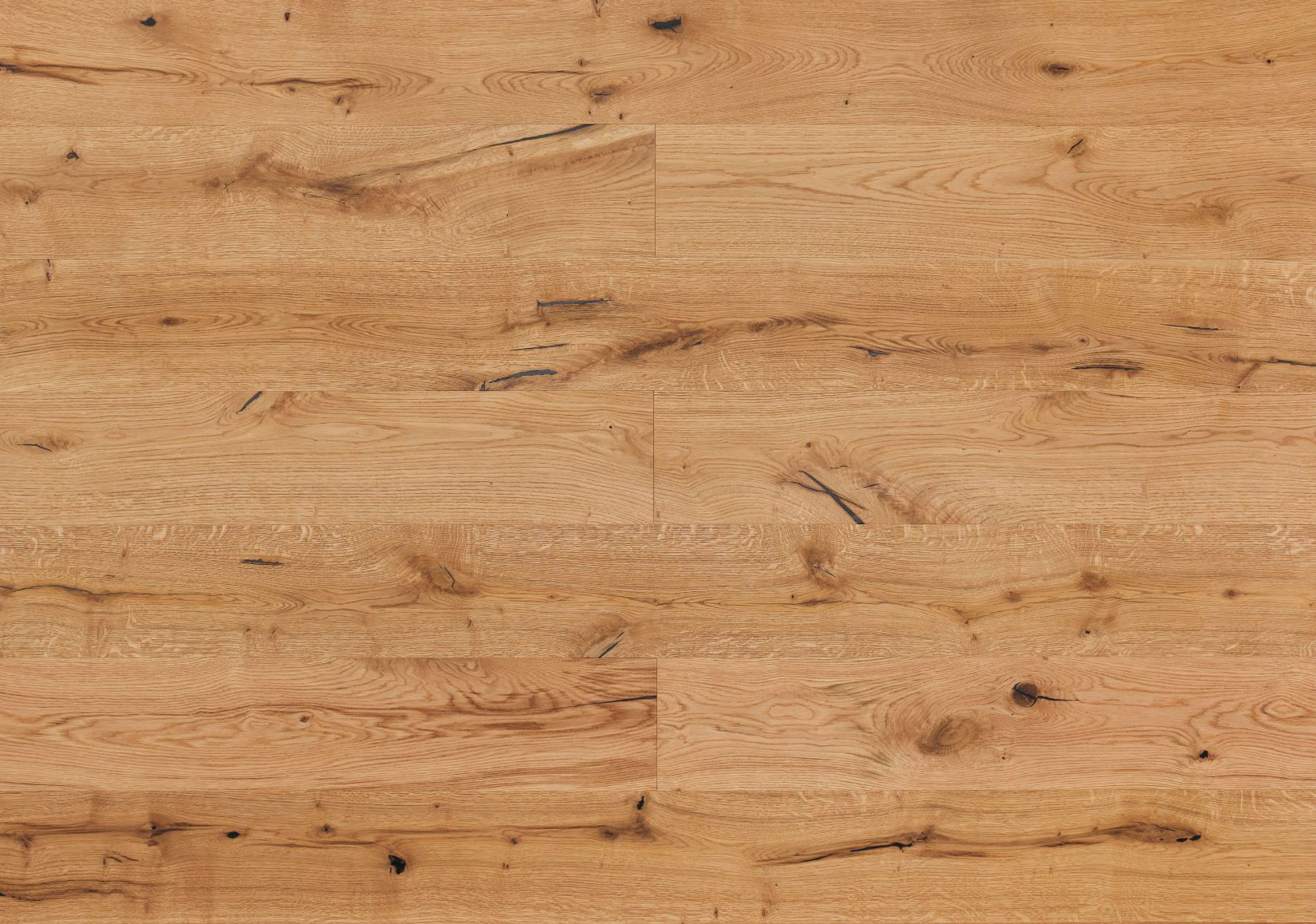 Landhausdiele Eiche rustikal 2-Schicht 10mm N+F - geölt - 10mm - Eiche in sehr lebhafter Sortierung: vielfarbig, lebhaft, modern mit schönem Farbspiel